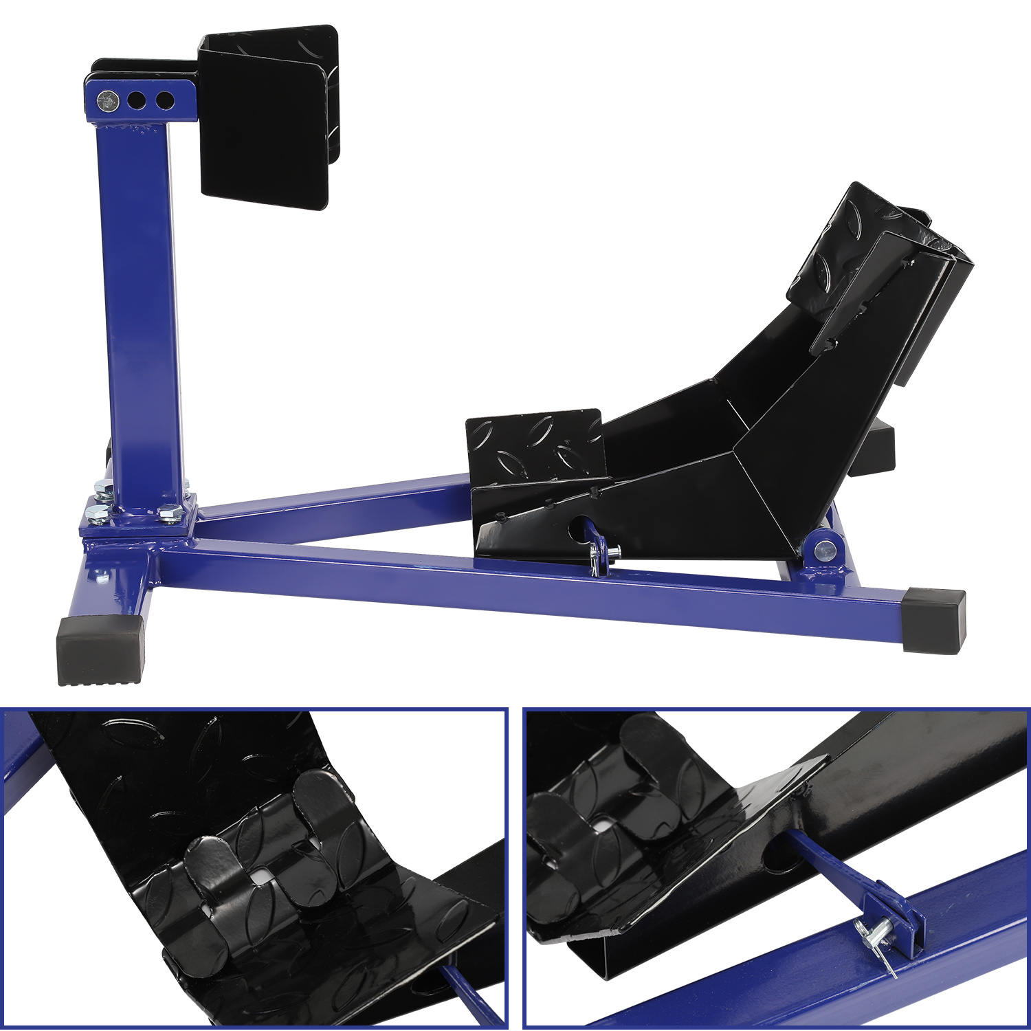 Wolketon Motorradständer Radklemme Vorne, Robuste Stahlkonstruktion, 17–21 Zoll, 60–160 Mm, Farbe Blau-schwarz