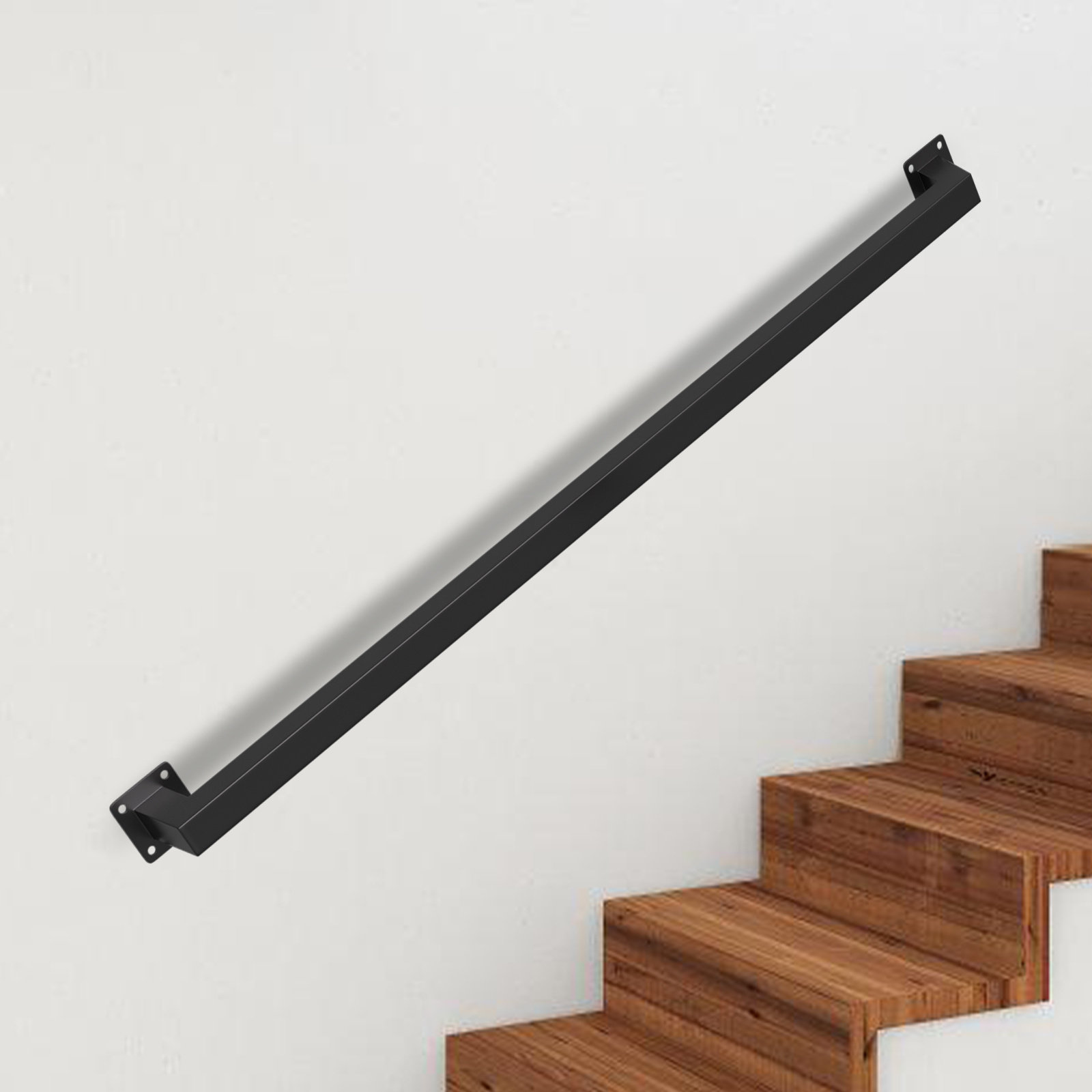 Wolketon Vierkant-handlauf 100 Cm Schwarz, Treppengeländer Aus Eisen Mit Pulverbeschichtung, 30 X 30 Mm, Einteilig, Für Treppe Und Flur