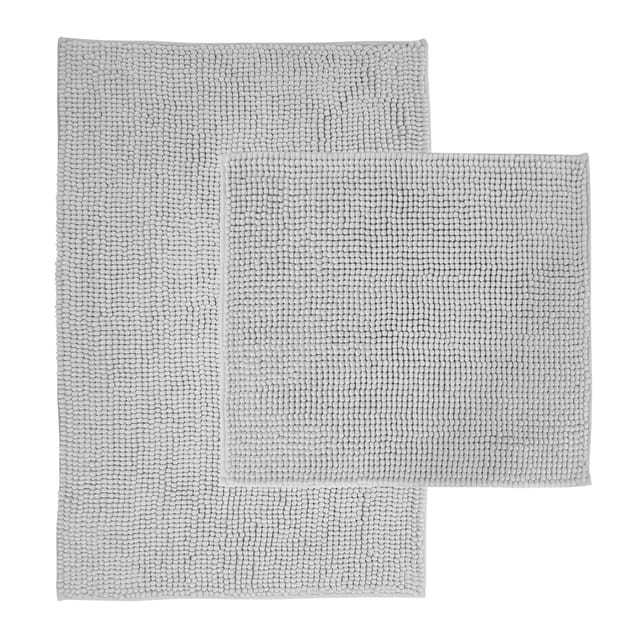 NYVI Badematten Set Chenille 2-teilig 45 x 50 cm und 50 x 80 cm Weiß