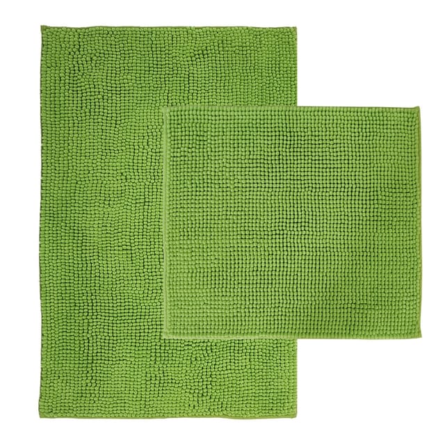 NYVI Badematten Set Chenille 2-teilig 45 x 50 cm und 50 x 80 cm Grün