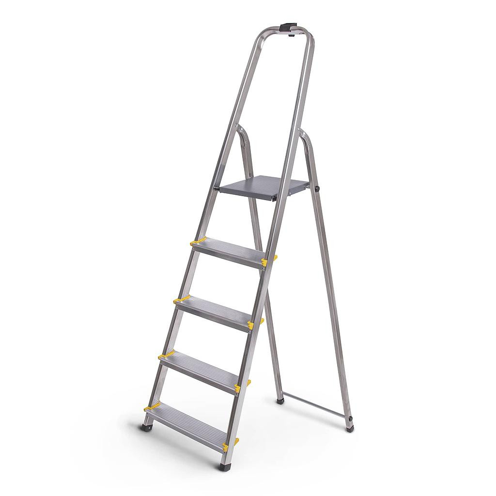 Stehleiter Dura 5 Sprossen Aus Aluminium, Leicht Und Zusammenklappbar, Antirutschbeschichtung, Plattformhöhe 97cm, Höchstbelastung 150kg. - Hoström