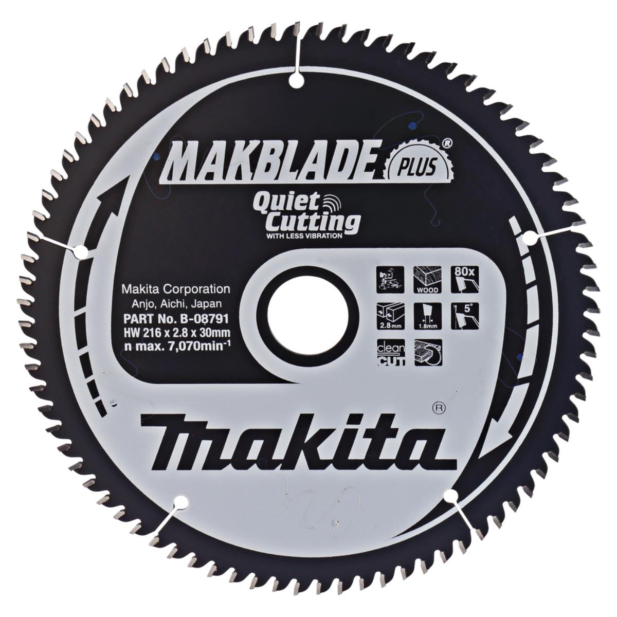 Makita - Sägeblatt Holz, 216x30 Mm, 80 Zähne B-08791