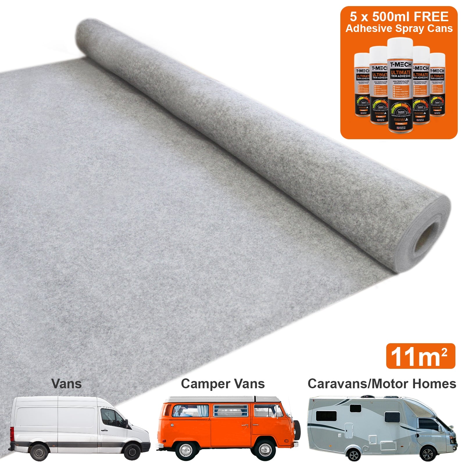 Van Teppich-verkleidung / Silber Grau & 5 Dosen Mehrzweckkleber