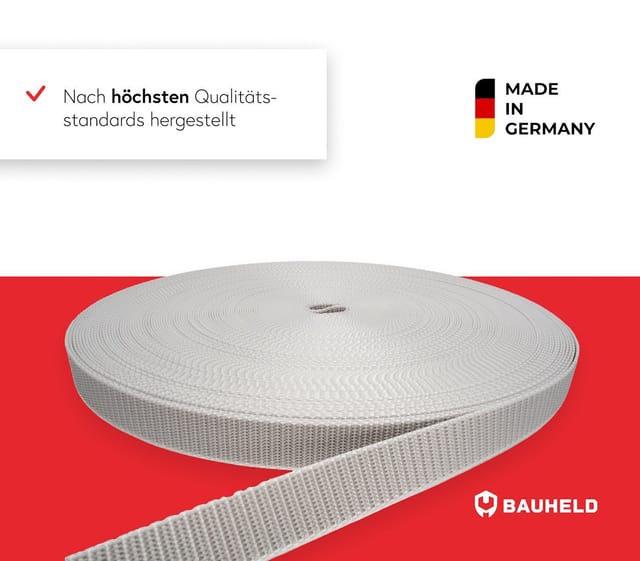 Bauheld 50m Rollladengurt 14mm Grau