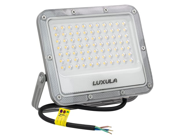 LUXULA LED Außenstrahler Flutlichtstrahler mit 50 W 4000 K Neutralweiß 6500,m in Grau IP65