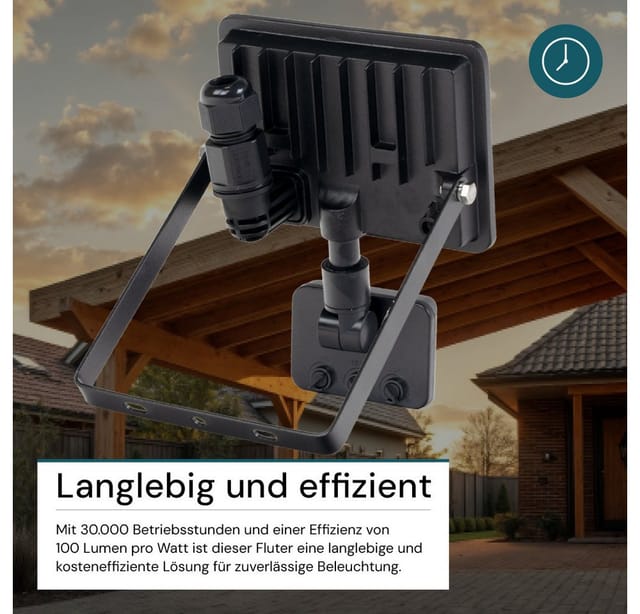 LUXULA LED-Außenstrahler mit Schnellverbinder und Bewegungsmelder Flutlichtstrahler mit 50 W 4000K Neutralweiß IP44 und 5000lm