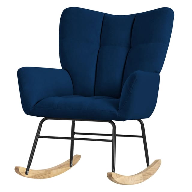 ML-Design Schaukelsessel Dunkelblau mit Frottee-Optik Bezug Gepolsterter Sessel