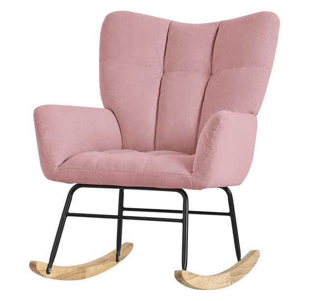 ML-Design Schaukelsessel Rosa mit Frottee-Optik Bezug Gepolsterter Schwingsessel
