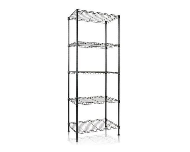 KARAT Gitterregal Rocky 250 kg Belastbarkeit 5 Böden Schwarz 55 x 35 x 140 cm