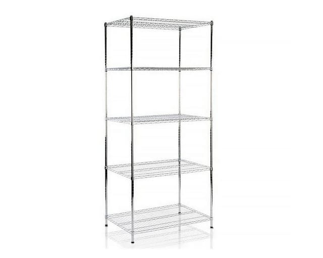 KARAT Gitterregal Himalaya 750 kg Belastbarkeit 5 Böden Verchromt 90 x 45 x 200 cm
