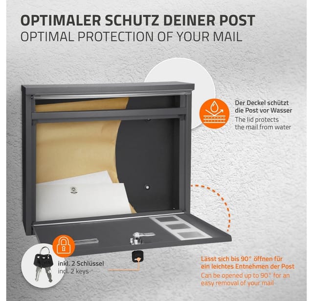 ML-Design Standbriefkasten Anthrazit-Silber mit Namensschild mit Pfosten 120 cm