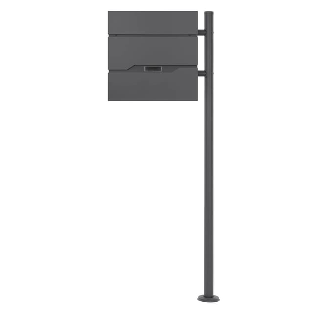 ML-Design Standbriefkasten Anthrazit mit Zeitungsfach mit Standfuß Anthrazit