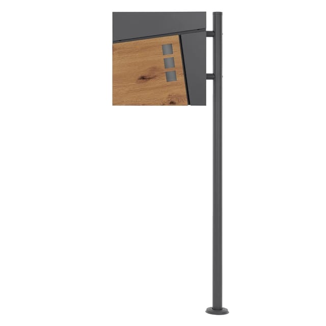 ML-Design Standbriefkasten Anthrazit-Holzoptik mit Zeitungsfach Stand Anthrazit