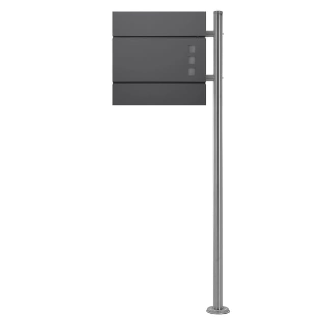 ECD Germany Standbriefkasten Anthrazit mit Zeitungsfach und Pfosten Silber 120cm