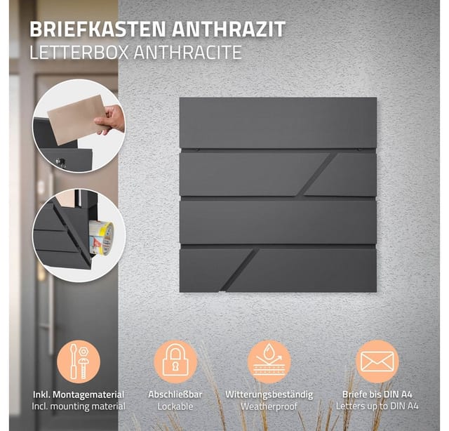 ML-Design Standbriefkasten Anthrazit mit Zeitungsfach Pfosten Anthrazit 120 cm