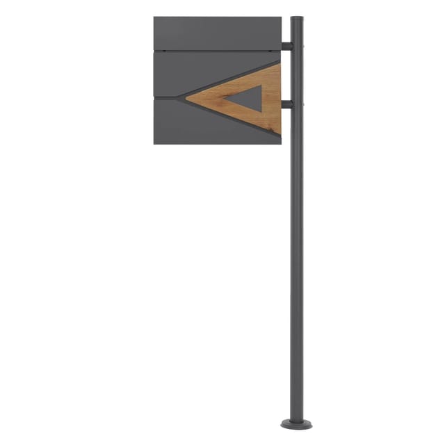 ML-Design Standbriefkasten Zeitungsfach Anthrazit Natur Pfosten 120cm Anthrazit