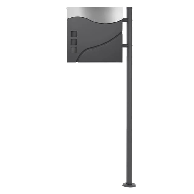 ECD Germany Standbriefkasten mit Zeitungsfach mit Pfosten Anthrazit 120cm