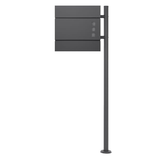 ECD Germany Standbriefkasten Zeitungsfach Anthrazit mit Pfosten Anthrazit 120cm