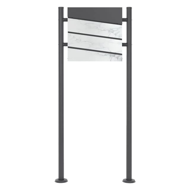ML-Design Standbriefkasten Anthrazit-Marmoroptik mit Zeitungsfach Pfosten 120cm