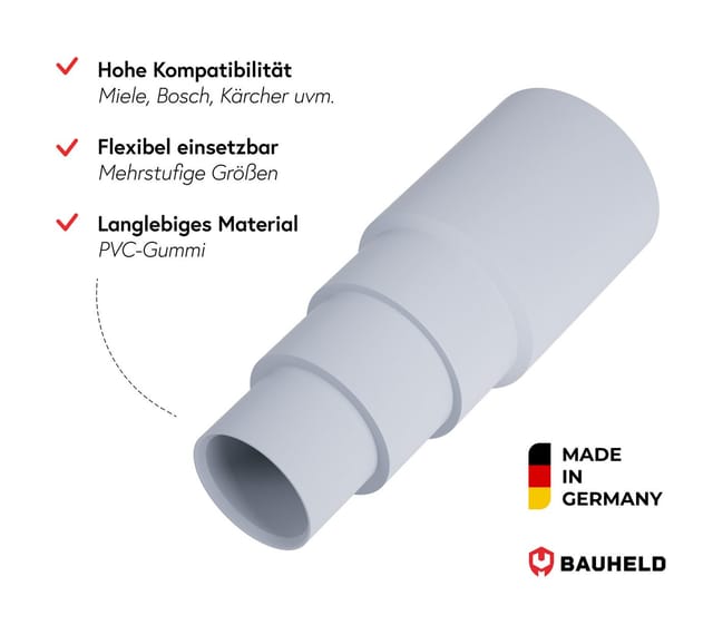 Bauheld Staubsaugeradapter Hellgrau 3 Stück