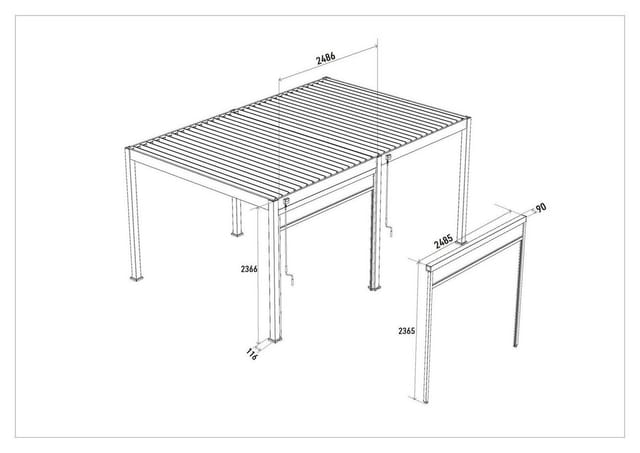 Weide Sonnenrollo für Weide Pergola 2,65 M in Anthrazit