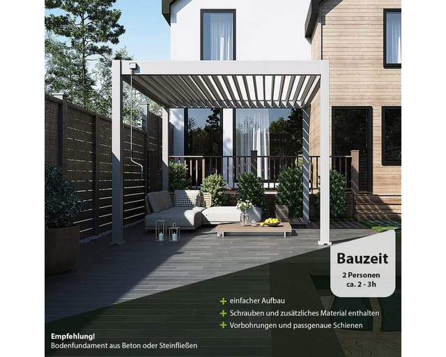 Weide Classic Alu-Stahl Pavillon 3 x 3 M Ivory Sand Pergola Freistehend