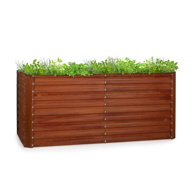Blumfeldt Rust Grow Hochbeet Gartenbeet Verzinktes Stahlblech Rost-Finish 200x90x100 cm Rechteckig Rostrot