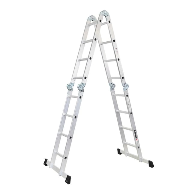 PROREGAL Sprossen-Mehrzweckleiter MULTISTEP mit Gerüstplattform Aluminium 4x4 Sprossen bis zu 4,6 m Höhe Traglast 150kg
