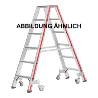 Hymer Stufenstehleiter mit Rollen 2x8 Stufen