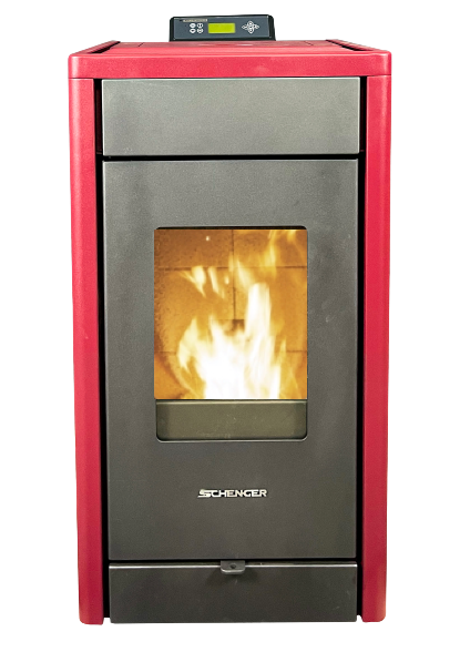 SCHENGER Pelletofen HP07 Rot 8kW A++ Vollautomatisch WIFI+ECO+TIMER