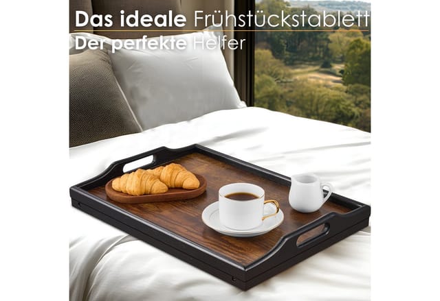 Ecosa EO-5052 Klappbares Bambus Tablett Notebooktisch Frühstückstisch Platzsparend