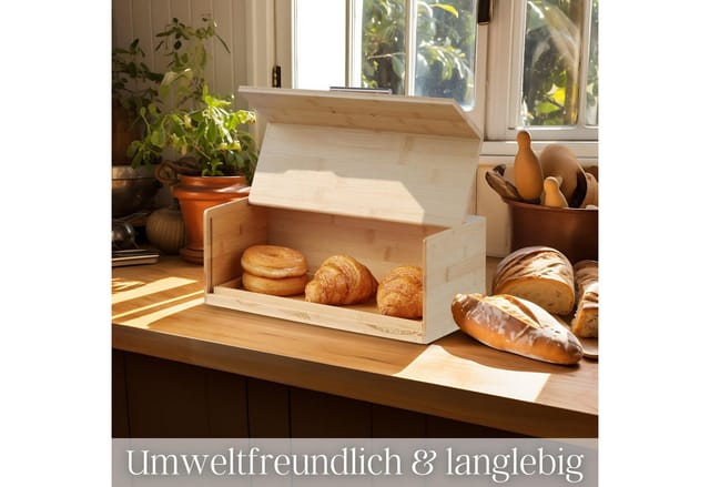 Ecosa EO-5041 Brotkasten aus Bambus mit Edelstahlgriff