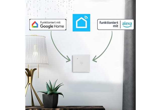 Echos Eco-4150 WLAN Touch-Lichtschalter Glas App Steuerbar 1 Schaltausgang 1 Fach