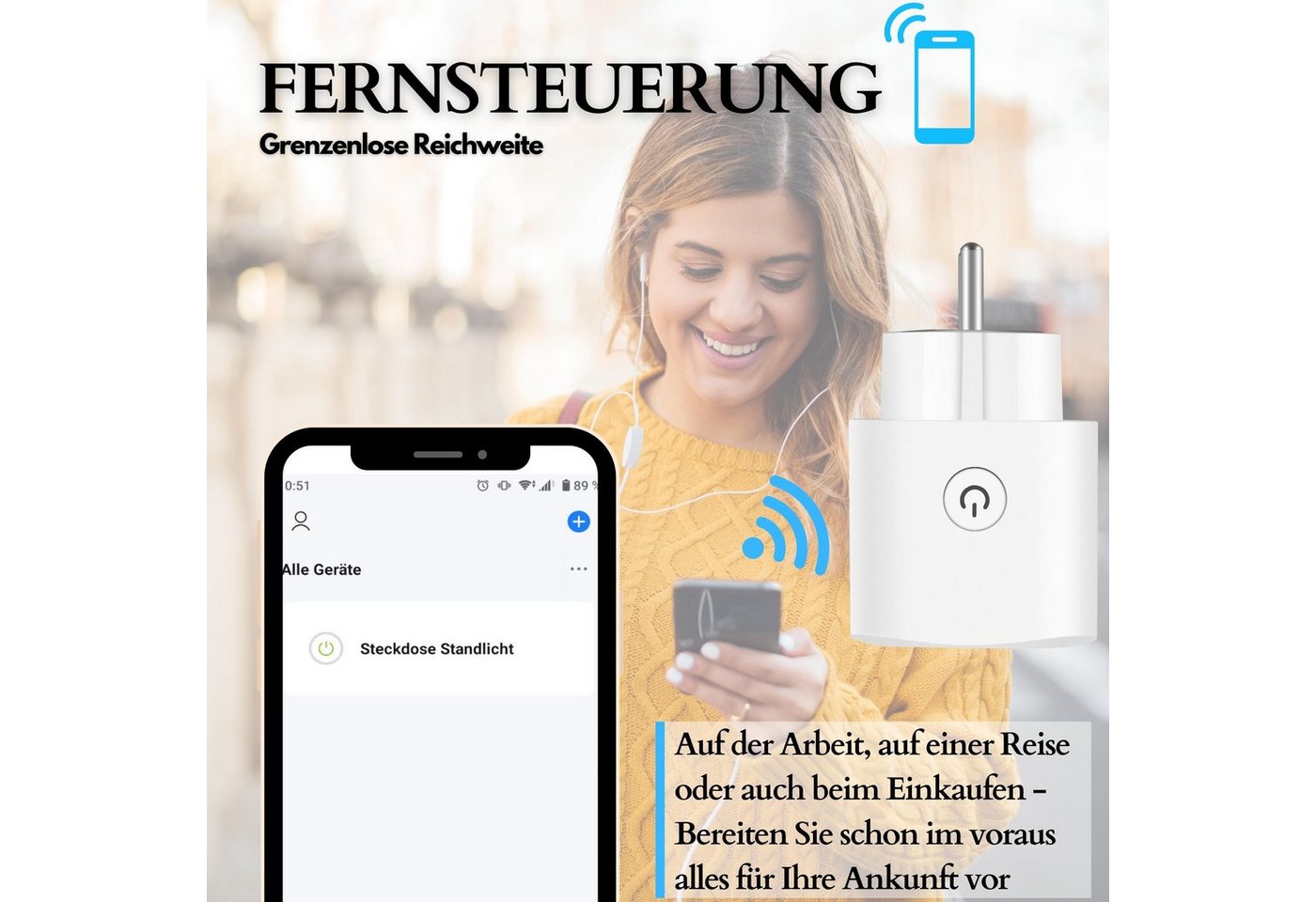Echos Eco-4072 WLAN-Steckdosen Set 2er Pack mit Energiemonitor Tuya / Smart Life App Gesteuert Bild 5