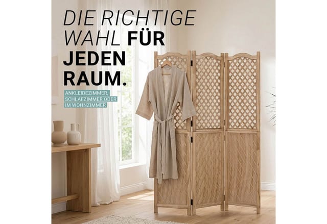 Homestyle4u 3-tlg. Paravent in Braun 120x170 cm 2014