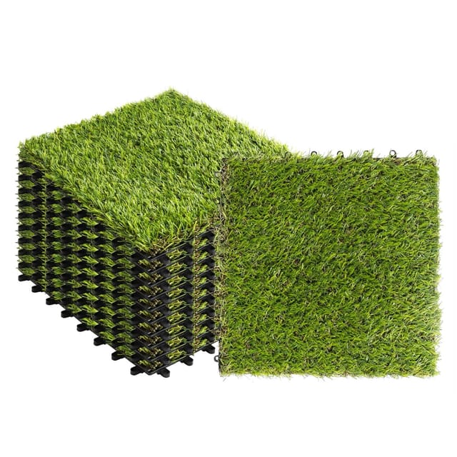 KARAT Terrassenfliesen Kunstgras Kunstrasen 30 x 30 cm 11er-Set 1 m²