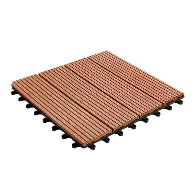 KARAT WPC Terrassenfliesen Royal Wetterfest 30 x 30 cm Hellbraun 11er-Set 1 m²