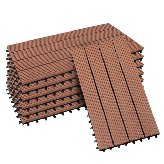 KARAT WPC Terrassenfliesen Royal Klickfliesen 30 x 60 cm Hellbraun 6er-Set 1 m²