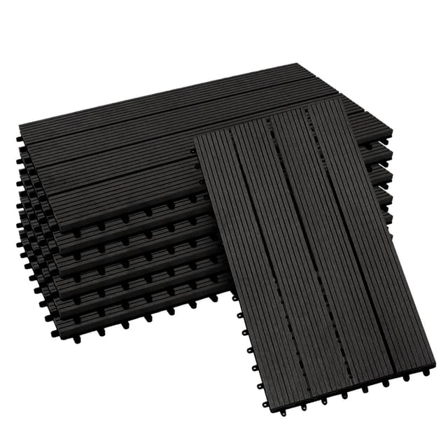KARAT WPC Terrassenfliesen Royal Klickfliesen 30 x 60 cm Anthrazit 6er-Set 1 m²