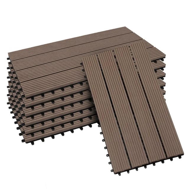 KARAT WPC Terrassenfliesen Royal Klickfliesen 30 x 60 cm Dunkelbraun 6er-Set 1 m²