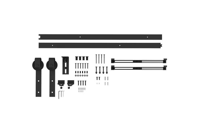 HOMCOM Schiebetüren-Beschlagsatz 183 cm Komplett-Set mit Pufferfunktion
