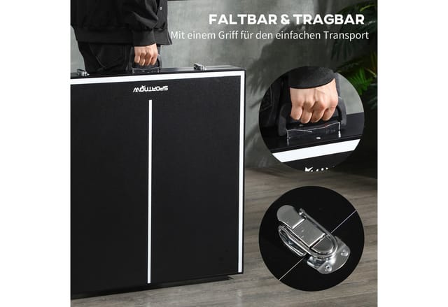 SPORTNOW Mini Tischtennisplatte Klappbar mit Tischtennisnetz Aluminium Schwarz