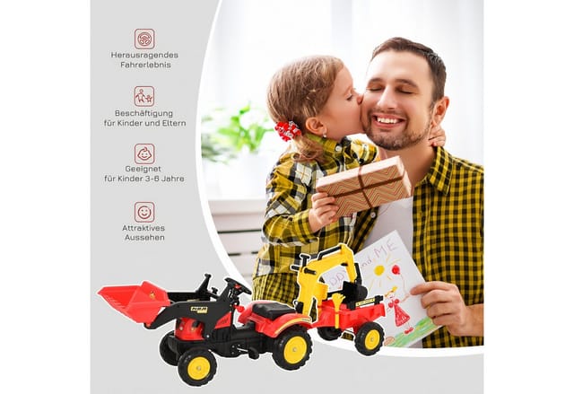 HOMCOM Trettraktor mit Anhänger Frontlader 179 x 42 x 59 cm