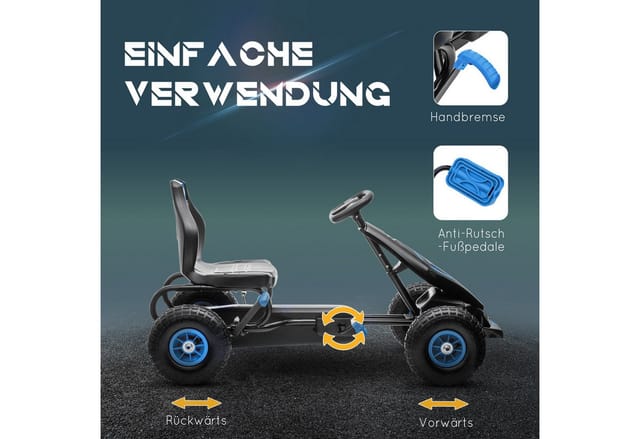HOMCOM Gokart Kinderfahrzeug mit Verstellbarem Sitz