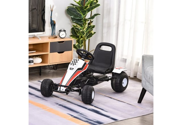 HOMCOM Go Kart Kinderfahrzeug mit Pedal Bremsen Sitz