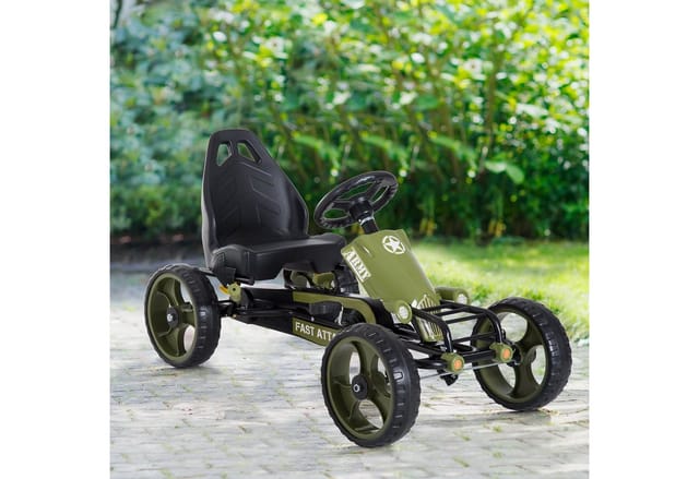 HOMCOM Go Kart Tretauto mit Handbremse Verstellbarem Sitz
