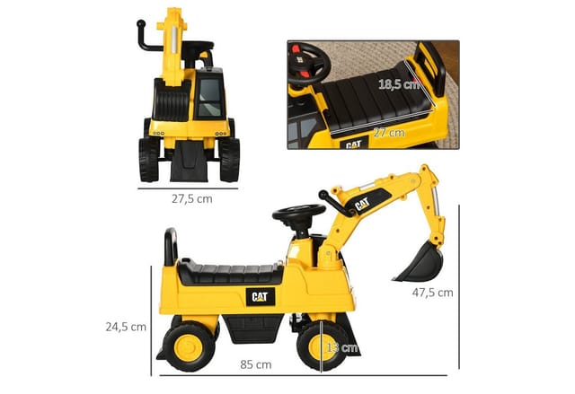 HOMCOM Sitzbagger mit Schaufel Hupe 85 x 27,5 x 47,5 cm