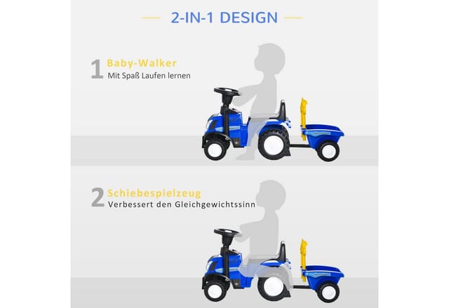HOMCOM Kinder Rutschauto NEW HOLLAND Laufhilfe mit Hupe 91 x 29 x 44 cm