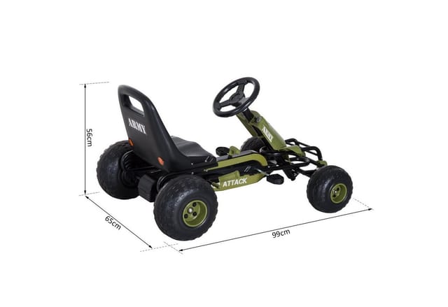 HOMCOM Go Kart Tretfahrzeug mit Handbremse und Verstellbarem Sitz