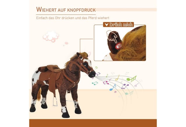 HOMCOM Spielpferd Reitpferd mit Sattel und Steigbügel